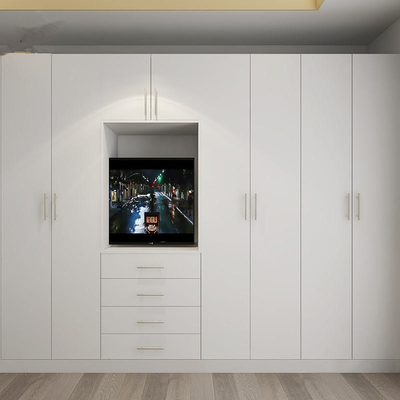 Modern Wood Furniture Bedroom Set Walk In Closet , Custom High Gloss Wardrobe