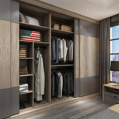 Customized Designs Wooden Closet Cabinet , Clothes Melamine MDF Wardrobe