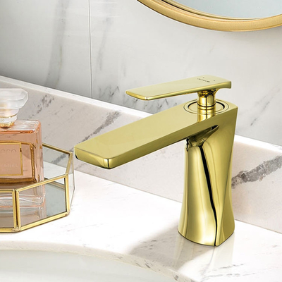 Sanitary Ware Mixer Faucets Golden Color Single Handle Water Basin Sink Taps for Bathroom