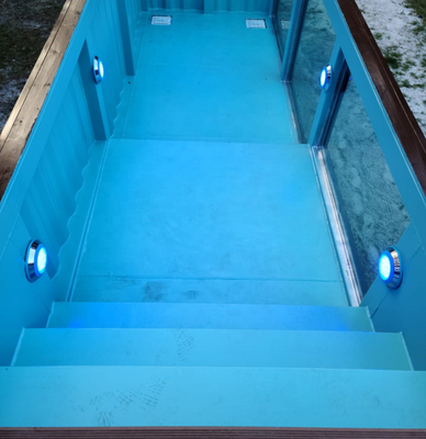 CUSTOM CONTAINER SWIMMING POOL WITH WINDOWS SHOWER HOUSE SPA STEEL STRUCTURE POOL