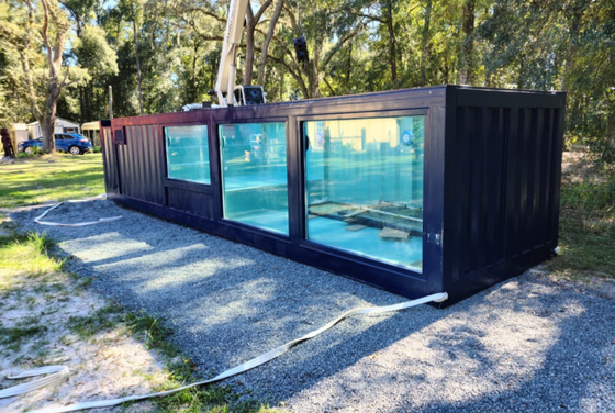 CUSTOM CONTAINER SWIMMING POOL WITH WINDOWS SHOWER HOUSE SPA STEEL STRUCTURE POOL