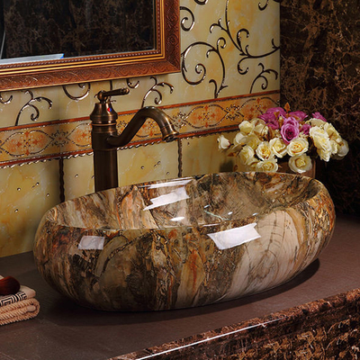 Luxury Sanitary Ware Vintage Elegant Colorful Countertop Bathroom Sink Marble Wash Basin