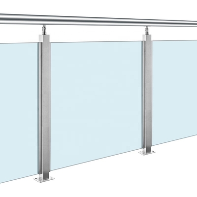 OEM Balcony Stainless Steel Glass Balustrade With Wood Handrail