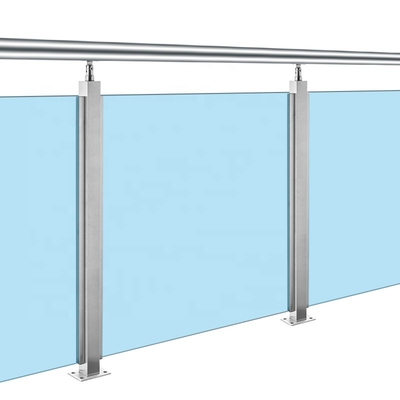 OEM Balcony Stainless Steel Glass Balustrade With Wood Handrail