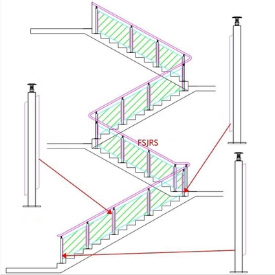 OEM Balcony Stainless Steel Glass Balustrade With Wood Handrail