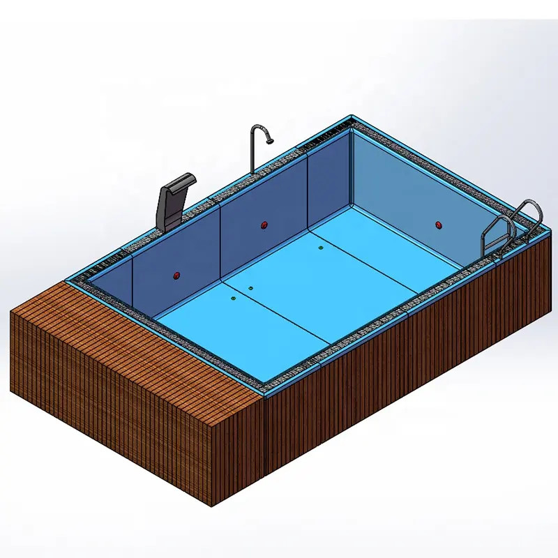 Fiberglass Prefab Customized Color 20FT 40FT Shipping Container Swimming Pool With UPVC Window