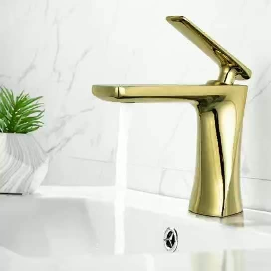 Sanitary Ware Mixer Faucets Golden Color Single Handle Water Basin Sink Taps for Bathroom